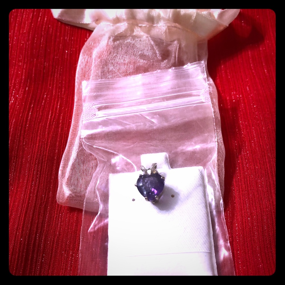 Real Amethyst heart shaped charm